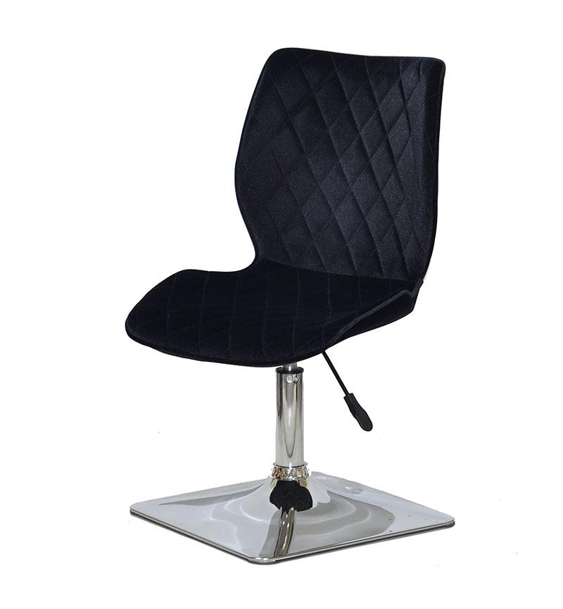 Стілець Toni 4CH-Base чорний 1011 оксамит на хромованій квадратній опорі з регулюванням висоти сидіння, фото 1