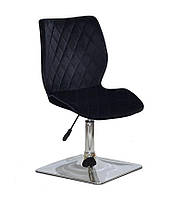 Стілець Toni 4CH-Base чорний 1011 оксамит на хромованій квадратній опорі з регулюванням висоти сидіння, фото 3