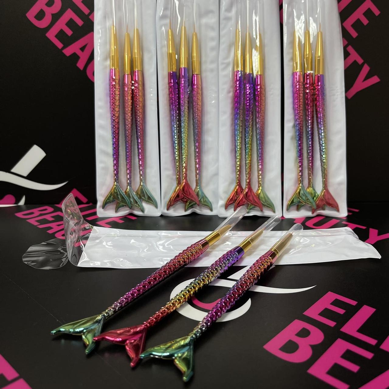 Тонкі кисті для дизайну та розпису нігтів 3 шт