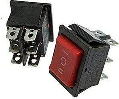 Перемикач широкий з підсвіткою IRS-203-1C ON-OFF-ON TCOM, 6pin, 15A, 220 V, червоний, фото 1