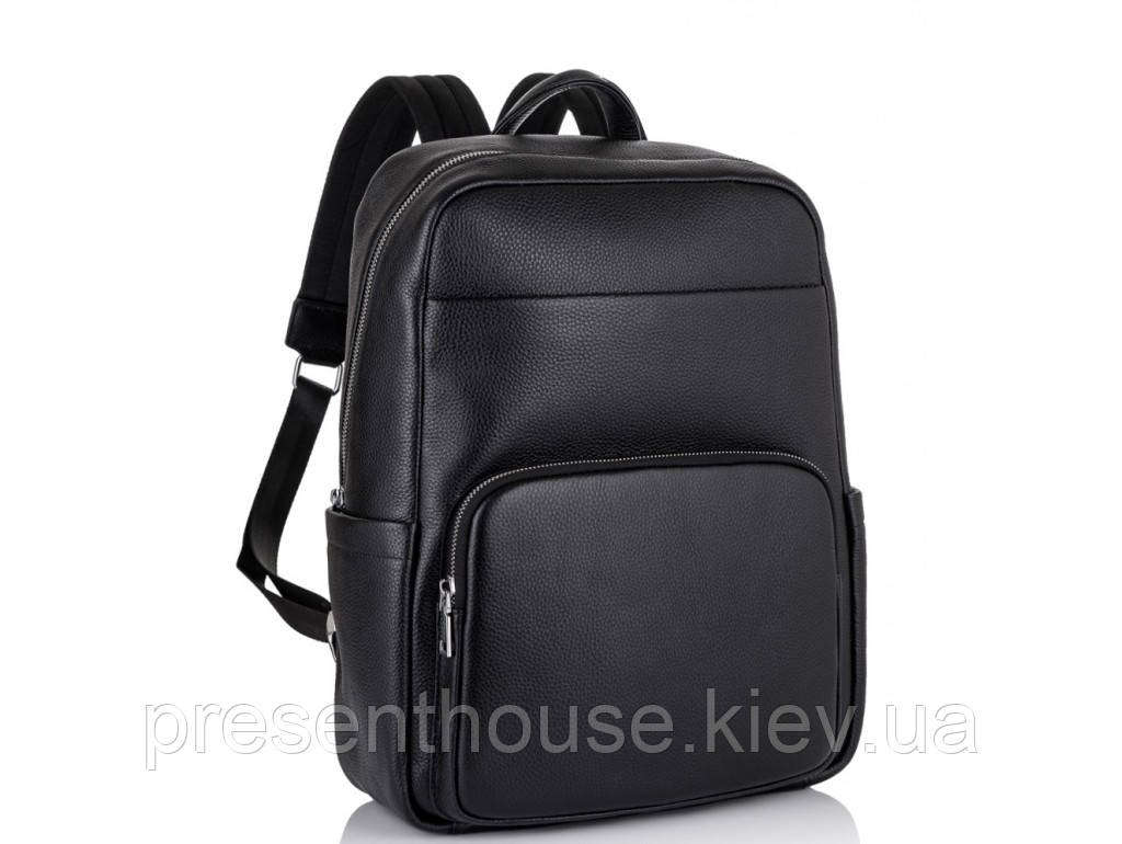 Чоловічий шкіряний рюкзак для ноутбука чорний Tiding Bag