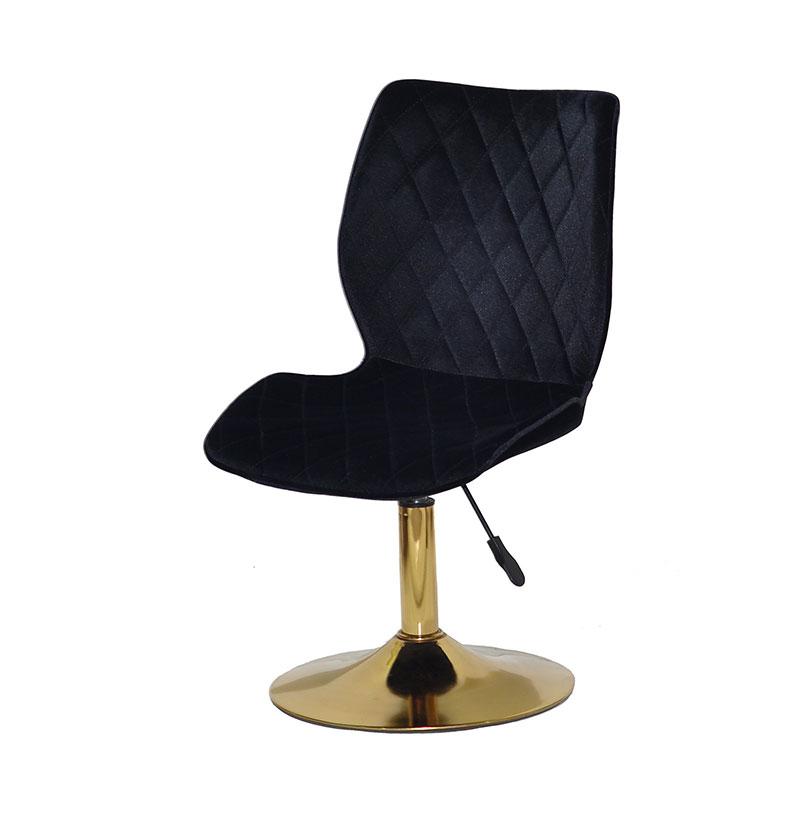 Стілець Toni GD-Base велюр чорний 1011 на золотій круглій нозі-опорі з регулюванням висоти сидіння, фото 1