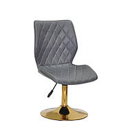 Стілець Toni GD-Base шкірозамінник сірий 1001 на золотій круглій нозі-опорі з регулюванням висоти сидіння, фото 5