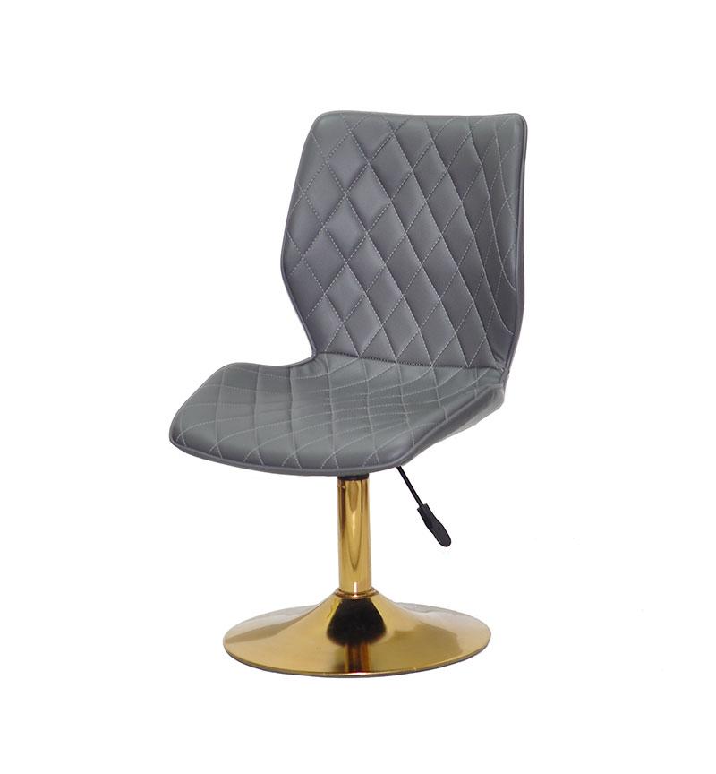 Стілець Toni GD-Base шкірозамінник сірий 1001 на золотій круглій нозі-опорі з регулюванням висоти сидіння, фото 1