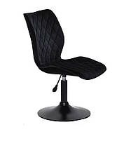 Стілець Toni BK-Base велюр чорний В-1011 на чорній круглій опорі з регулюванням висоти сидіння, фото 5