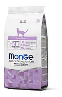 Сухой корм Monge Cat Sterilised для стерилизованных/кастрированных кошек, профилактика ожирения, курица 1.5КГ