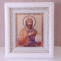 Икона Ярослав Мудрый святой Благоверный Князь, лик 10х12 см, в белом деревянном киоте