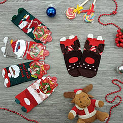 Шкарпетки дитячі новорічні 3Д демісезонні( М-9) ЗАТИШОК 1-4 Дід мороз асорті 30032921