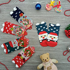Шкарпетки дитячі новорічні 3Д демісезонні( М-9) ЗАТИШОК 1-4 Дід мороз ,оленя,ведмежа асорті 30032922