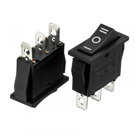 Перемикач вузький KCD-3, ON-OFF-ON TCOM, 3pin, 15 А, 220 V, чорний, фото 1