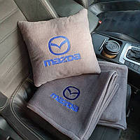 Автомобільний плед і подушка з вишивкою логотипа "MAZDA" ПП098
