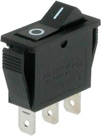Перемикач вузький RS-102-16C ON-ON TCOM, 3pin, 15A, 220 V, чорний, фото 1