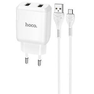 МЗП HOCO N7 (2USB/2,1A) + USB - MicroUSB Білий