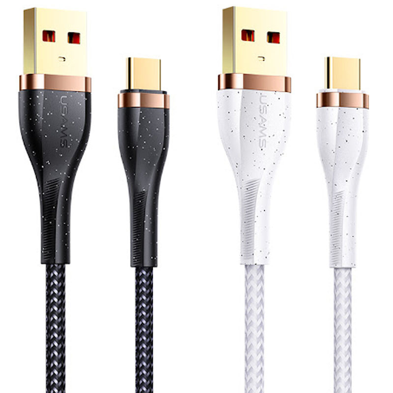 Usams US-SJ488 U64 Aluminum Alloy USB to Type-C 1.2m Черный Папа-папа Техничка Плетеный - Дата кабель + зарядка