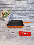 Сковорода чавунна зі зливними носиками, 30х30 см, для всіх різновидів плит, OMS (Туреччина) арт. 3265-30 оранж, фото 5