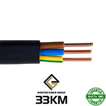 Кабель ВВГ-П 3х1.5 ЗЗКМ, Плоский, Кабель силовий, Мідний, Моноліт, Для стаціонарного прокладення, фото 2