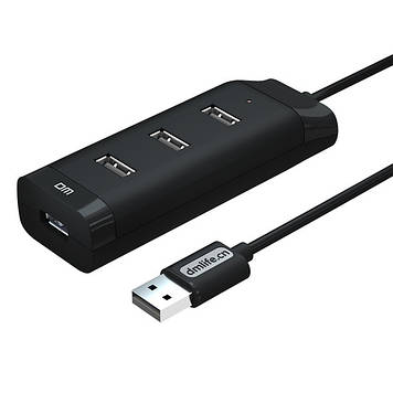 HUB USB2.0 DM CHB006 4 USB Plastic USB-A 120cm Black