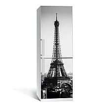 Наклейка на холодильник черно-белая Эйфелева башня 01 650х2000мм виниловая 3Д наклейка декор на Хіт!