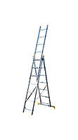 Лестница алюминиевая MASTERTOOL 3-х секционная 3х7 ступеней h=5100 мм max 150 кг 79-1307