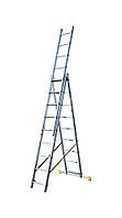Лестница алюминиевая MASTERTOOL 3-х секционная 3х9 ступеней h=6200 мм max 150 кг 79-1309