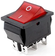 Перемикач широкий з підсвіткою KCD-4, ON-OFF TCOM, 4pin, 15A, 220V, червоний, фото 1