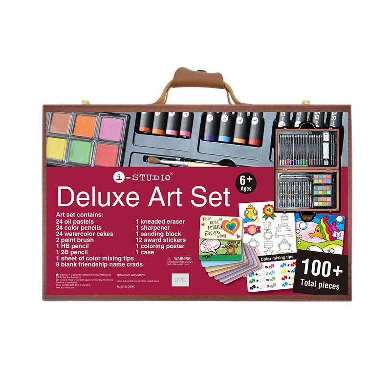 Художній набір у дерев'яній валізці Deluxe wood case Art sets 100+ предметів