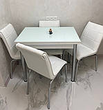 Розкладний білий стіл прямокутний обідній кухонний з ДСП зі склом 60*90/150см. (Лотос-М / Mobilgen) 1, фото 3
