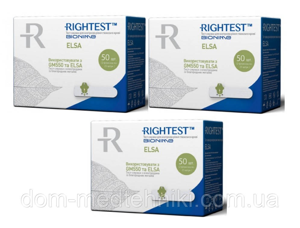 Тест-смужки BIONIME Rightest GS550 / ELSA No50 — 3 уп. (150 шт.)
