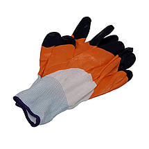 Рукавиці робочі прогумовані біло-оранжево-чорні, фото 4