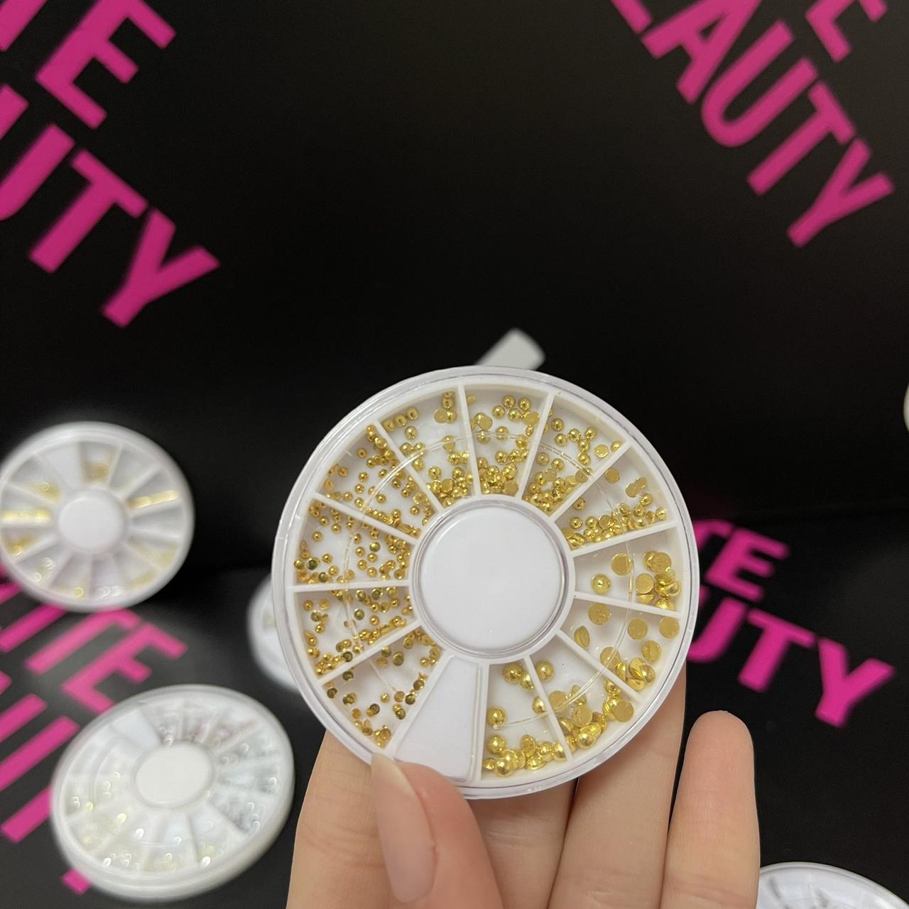 Стрази на нігті в карусельці Lilly Beaute мікс (бусинки)