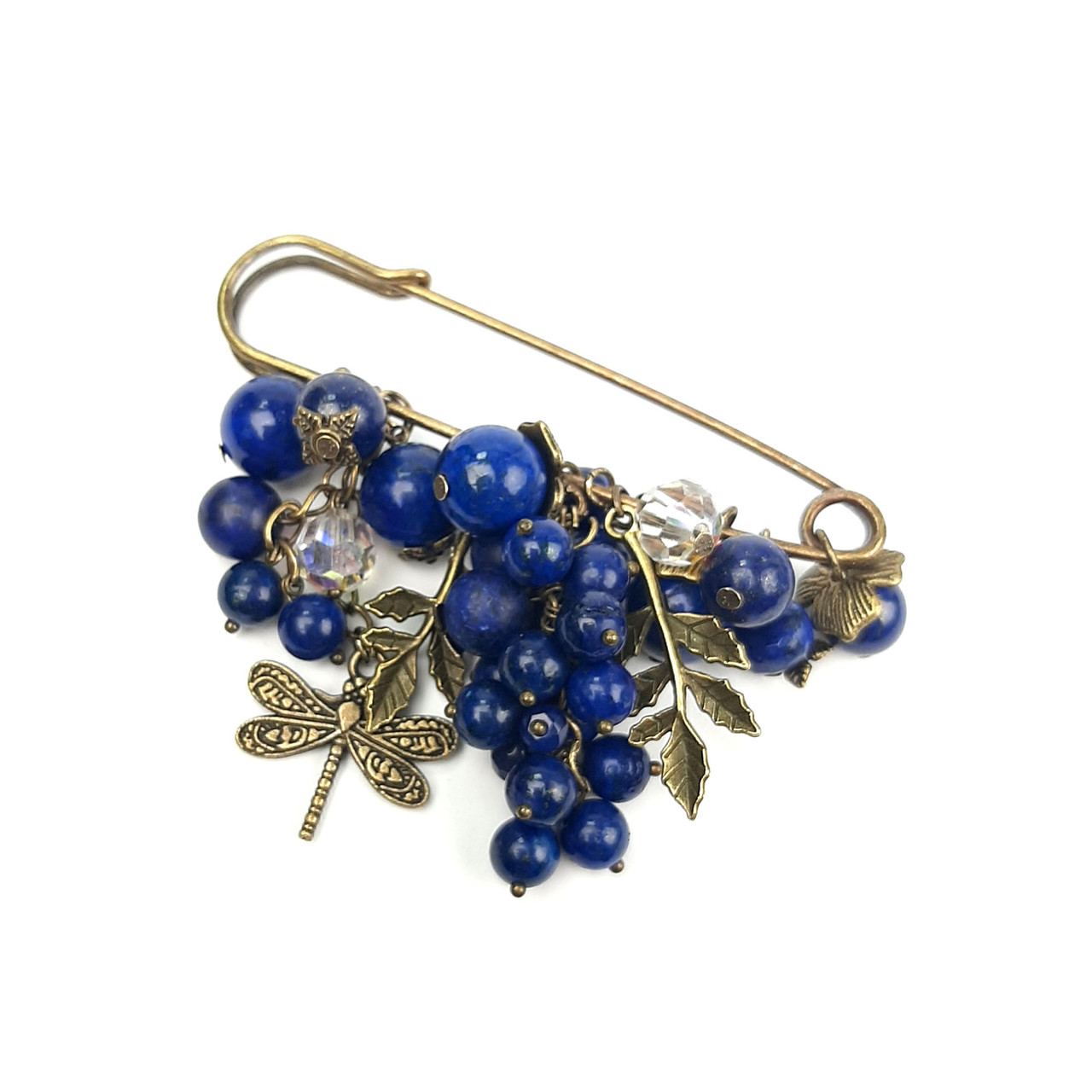 Лазурит. Брошка з натурального каменю, фото 1