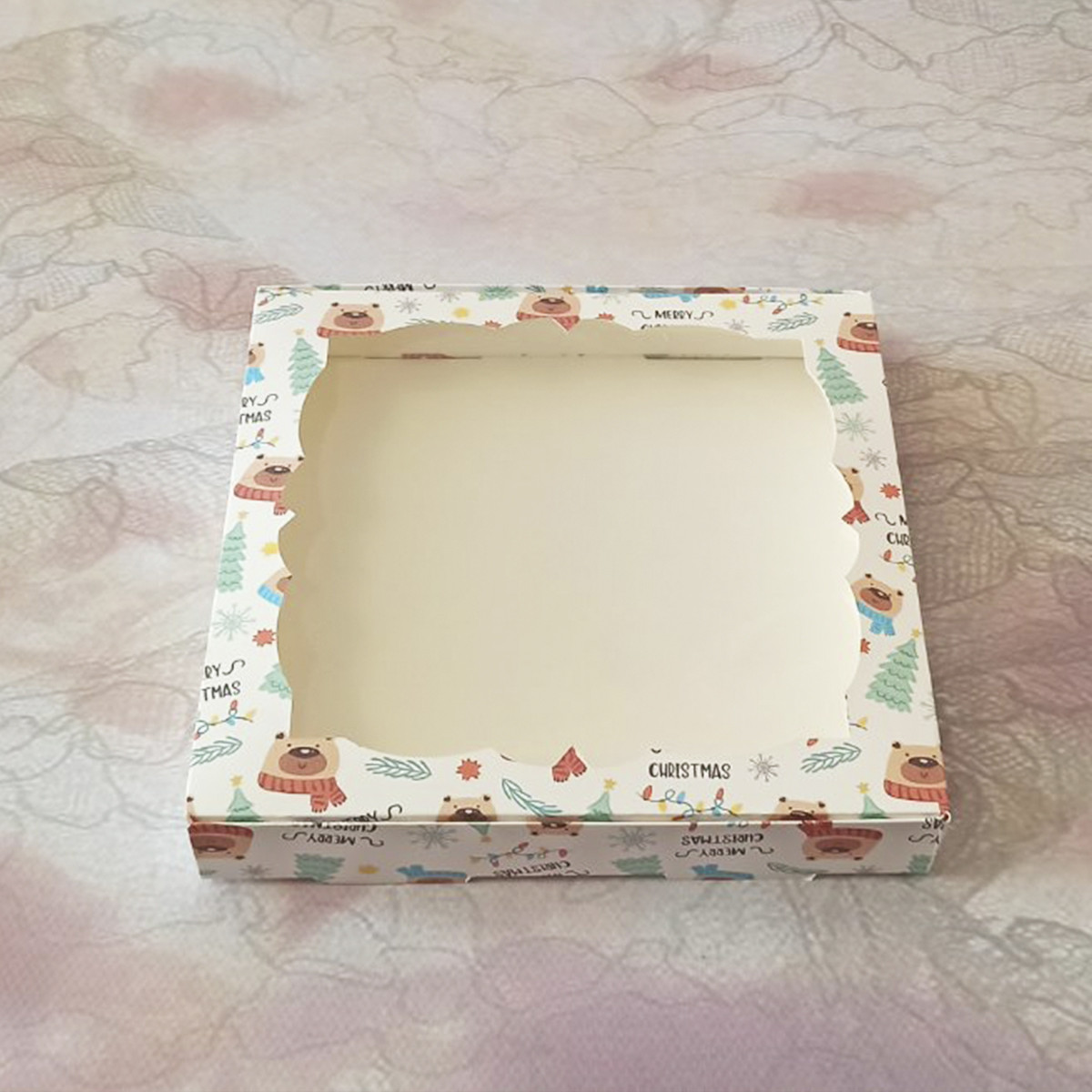 Коробка для пряників із віконцем 20*20 см Ведмедики, фото 1