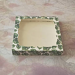 Коробка для пряників із віконцем 20*20 см Лист монстери