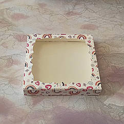 Коробка для пряників із віконцем 20*20 см Веселка