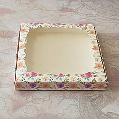 Коробка для пряників із віконцем 20*20 см Троянди яскраві