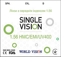 Линзы для очков астигматические VISON 1,56 антиблик (HMC+EMI+UV400)