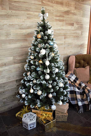 Штучна ялинка зелена з білими кінчиками, 180 см, фото 2