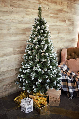 Штучна ялинка зелена з білими кінчиками, 180 см, фото 1