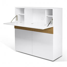 Стіл Комод Трансформер розкладний MeBelle OMNIA 110 х 42 х 110 см, ЛДСП білий + дуб сонома, сканді стиль