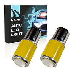 Комплект світлодіодних ламп NAPO LED 1156-3030-6smd-Lens 12V P21W 1156 BA15S колір світіння жовтий 2 шт