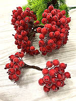 Искусственная ягода в сахаре.Калина в сахаре для декора ( красная 40 штук)