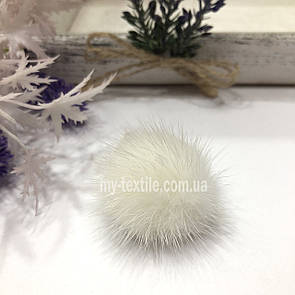 Хутряний бубон, помпон, балабон із норки Білий 3,5-4 см