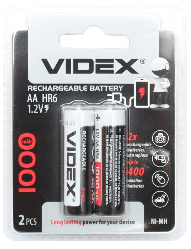 Акумуляторна батарея VIDEX 1000mAh АА HR6 1.2 V Ni-Mh, фото 1