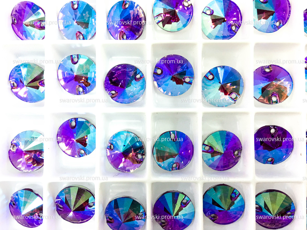 Пришивные камни 12mm (синтетич.стекло).Цвет Fuchsia AB.*1шт - фото 3 - id-p232668035