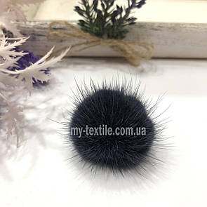 Хутряний бубон, помпон, балабон з норки Темно сірий ( 3,5-4 см )