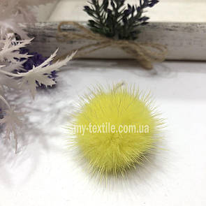 Хутряний бубон, помпон, балабон з норки Жовтий ( 3,5-4 см )
