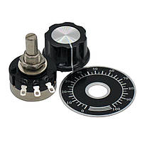 Резистор Потенціометр RV24YN 20S B103 (10 кОм) RV24YN20F з ручкою і шкалою RV24