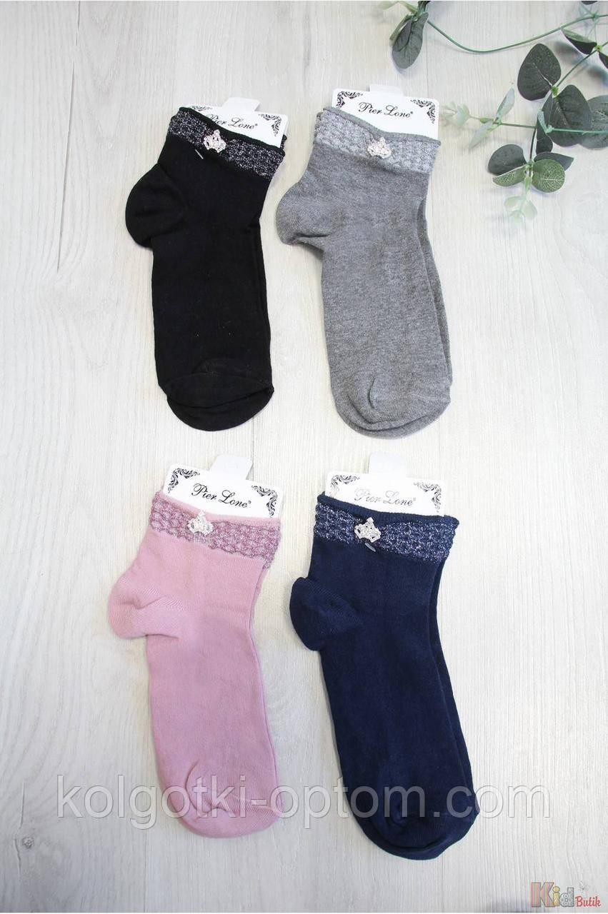 Шкарпетки ОПТОМ з брошкою-короною для дівчинки р. 35-40 (24-26(38-40) див.) Pier Lone 8681788403447