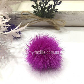 Хутряний бубон, помпон, балабон з норки Малиновий ( 3,5-4 см )