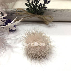 Хутряний бубон, помпон, бабон із норки Пудра 3,5-4 см